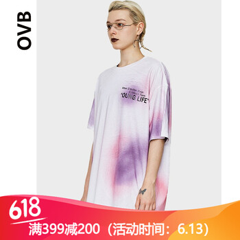 ovb 五分袖 男士T恤 白紫 