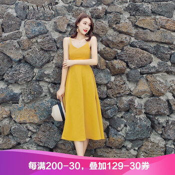 珂語瑤 純色 露背，拉鏈，綁帶 連衣裙