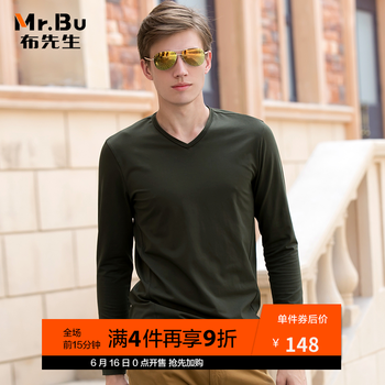 布先生 長(zhǎng)袖 男士T恤 軍綠 