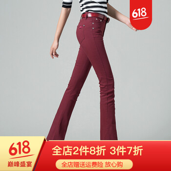 元素,新款,女式,樣式,流行,趨勢(shì),牛仔褲,紅色