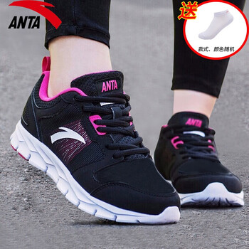 安踏（ANTA）跑步鞋黑/洋紅（熒光）/安踏白 38