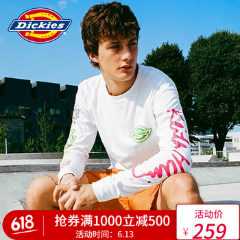 dickies 長(zhǎng)袖 男士T恤 WH白色 
