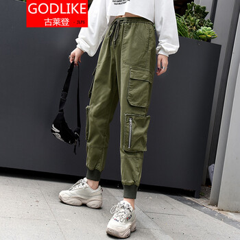 古萊登（GODLIKE） 高腰 工裝褲 女 九分褲 休閑褲