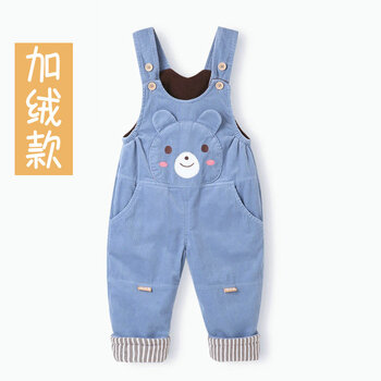 寶寶加絨背帶褲