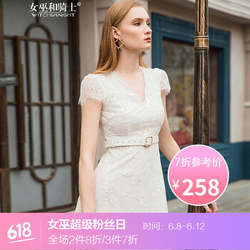 女巫和騎士（WITCH and KNIGHT） 純色 蕾絲 連衣裙