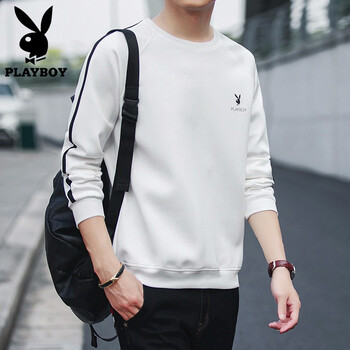 花花公子（PLAYBOY） 長袖 男士T恤 172白色 