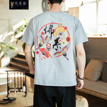 聞鶯語 短袖 男士T恤 DX12灰色 