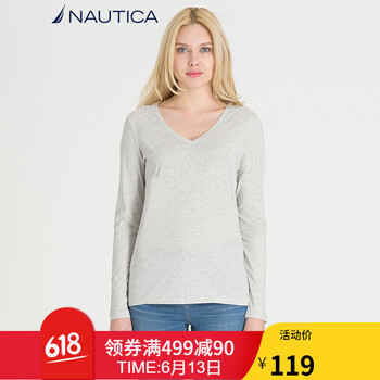 諾帝卡（NAUTICA）  短袖 T恤 女 V領(lǐng)