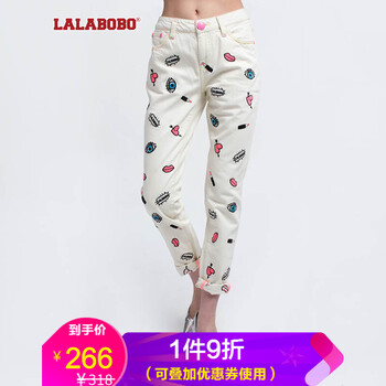 拉拉波波（LALABOBO） 中腰 哈倫褲 女 長褲 牛仔褲
