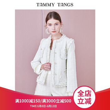 糖力 圓領(lǐng) 長袖 女 短外套 流蘇，拼接