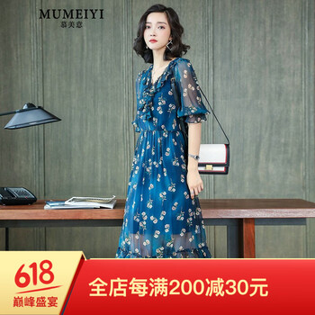 慕美意（MUMEIYI） 碎花 拼接，立體剪裁，印花，蝴蝶結(jié)，蕾絲 連衣裙