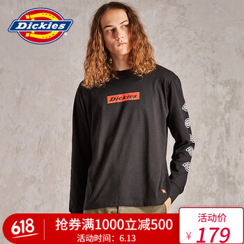 dickies 長袖 男士T恤 黑色 