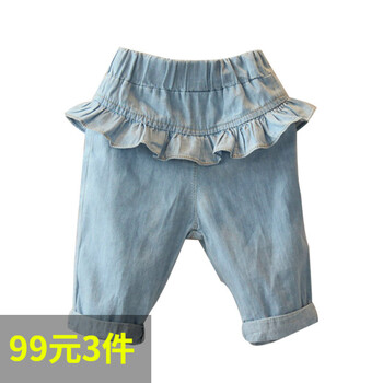 女童五分牛仔褲夏
