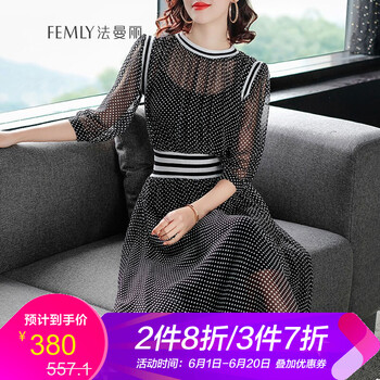 波點彈力連衣裙