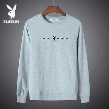花花公子（PLAYBOY） 長(zhǎng)袖 男士T恤 灰色 XL，L，加大，M，XXL