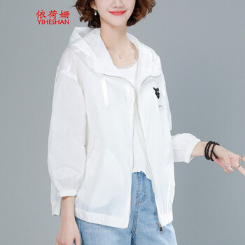 依荷姍（YIHESHAN） 連帽 長(zhǎng)袖 女 短外套 拼接