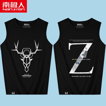 南極人（Nanjiren） 無(wú)袖 男士T恤 黑/線條鹿  黑/時(shí)尚Z 