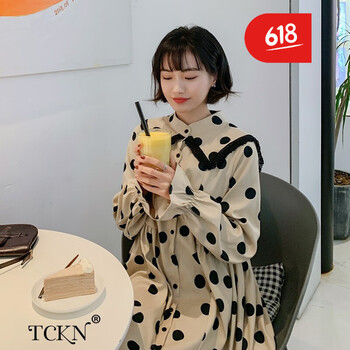 TCKN 圓點，純色 花邊，波點，印花，蝴蝶結(jié)，飄帶 連衣裙
