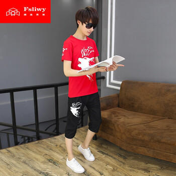 fsliwy 短袖 男士T恤 紅色 8855 
