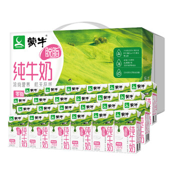 蒙牛 脱脂型 纯牛奶 250ml*24 礼盒装