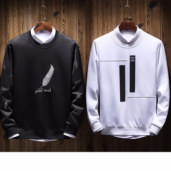 夫悟 長(zhǎng)袖 男士T恤 35-W01羽毛黑+W02豎條白 XL，L，XXL，XXXL，M