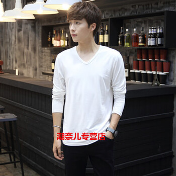 古萊登（GODLIKE） 長袖 男士T恤 白色V領(lǐng)長袖 S，XL，L，XXXL，M，XXL