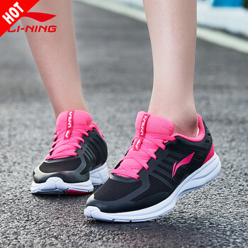 李寧（LI-NING）跑步鞋ARBM004新基礎(chǔ)黑/熒光果粉 35