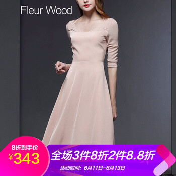 Fleur Wood 純色 拼接，拉鏈，綁帶 連衣裙