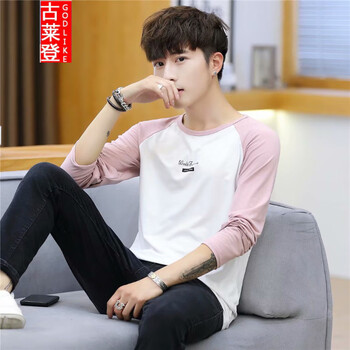 古萊登（GODLIKE） 長袖 男士T恤 插肩粉 XL，L，M，XXL，XXXL