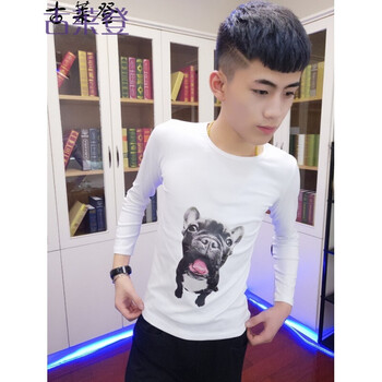 古萊登（GODLIKE） 長(zhǎng)袖 男士T恤 小狗白色 