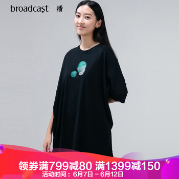 播（broadcast） 圓點 拼接，印花 連衣裙