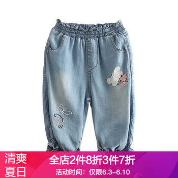 牛仔女童五分褲