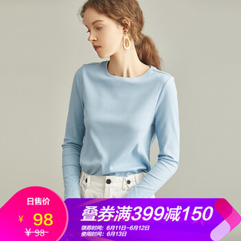 初棉 紐扣 短袖 T恤 女 圓領(lǐng)