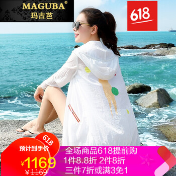 瑪古芭（MAGUBA） 連帽 長(zhǎng)袖 女 短外套 口袋，拉鏈，褶皺，多口袋，印花