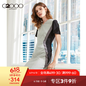 G2000 純色 拉鏈 連衣裙