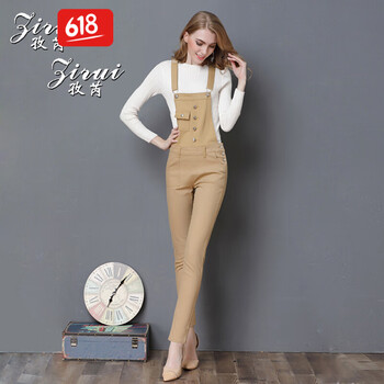 孜芮（zirui） 高腰 背帶褲 女 長褲 牛仔褲