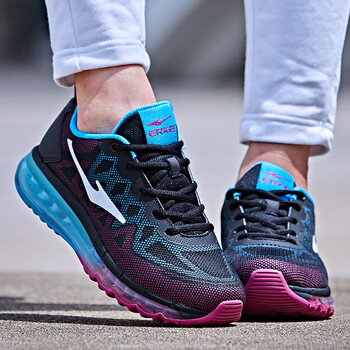 鴻星爾克（ERKE）跑步鞋正黑/熒光藍 39