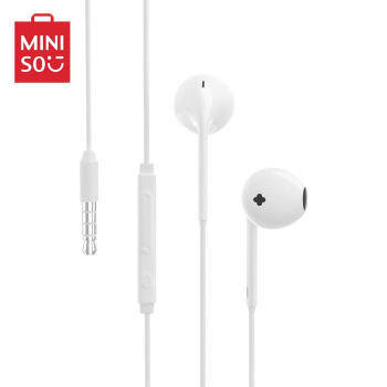 名创优品（MINISO）耳机入耳式有线运动音乐耳麦 苹果安卓通用经典音乐耳机(白色)