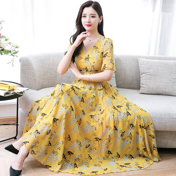 藍荏 碎花 印花 連衣裙