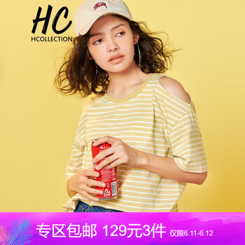 Hcollection 露肩 短袖 T恤 女 圓領(lǐng)