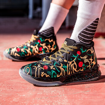 艾弗森籃球鞋電繡黑玫瑰  