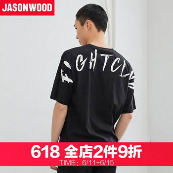 JASONWOOD 長(zhǎng)袖 男士T恤 黑色 