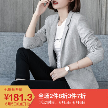 毛呢休閑西裝女