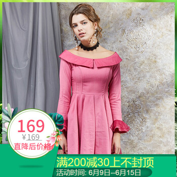 flowerscoming 純色 荷葉邊，拼接，花邊，拉鏈，褶皺，木耳邊，紗網(wǎng) 連衣裙