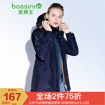 堡獅龍（bossini） 連帽 長(zhǎng)袖 女 短外套 波點(diǎn)