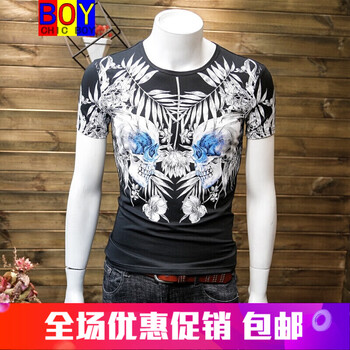 CHIC BOY 短袖 男士T恤 黑的T42240 