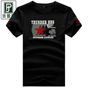 吉普盾 短袖 男士T恤 五角星-黑色 