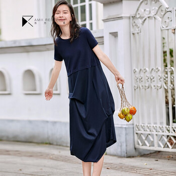 Amii Redefine 純色 拼接 連衣裙