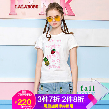 拉拉波波（LALABOBO） 亮片 短袖 T恤 女 圓領(lǐng)