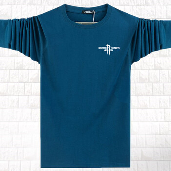 晛茗威（XIANMINGWEI） 長袖 男士T恤 孔雀 藍(lán) 火箭 4XL，5XL，L，M